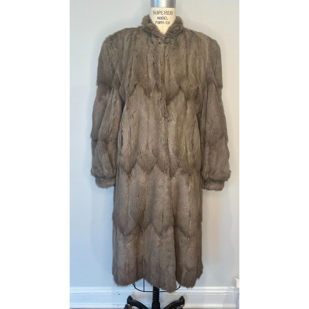 Vintage long Brown/Gray Squirrel fur coat jacket Small -mob wife fashion